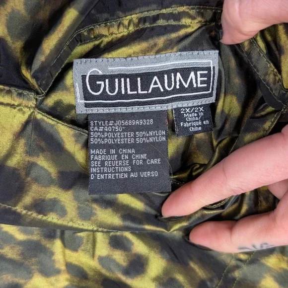 Guillaume 2XL Green Leopard Print Reversible Raincoat Metallic Oversized Hood - Picture 4 of 4